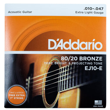 Encordadura D Addario P/guitarra Acustica 80/20 Bronce, Ej10-e